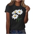 thumbnail image 2 of QUNYINEY Casual Tee Shirts Womens Short Sleeve Crew Neck Floral Tops Going Out Pullover Loose Shirts, 2 of 4