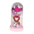 thumbnail image 3 of Regalos de San Valentín: Rosa en cúpula de cristal con luces, lámpara de mesa, decoración de San Valentín base rosa, 3 of 9