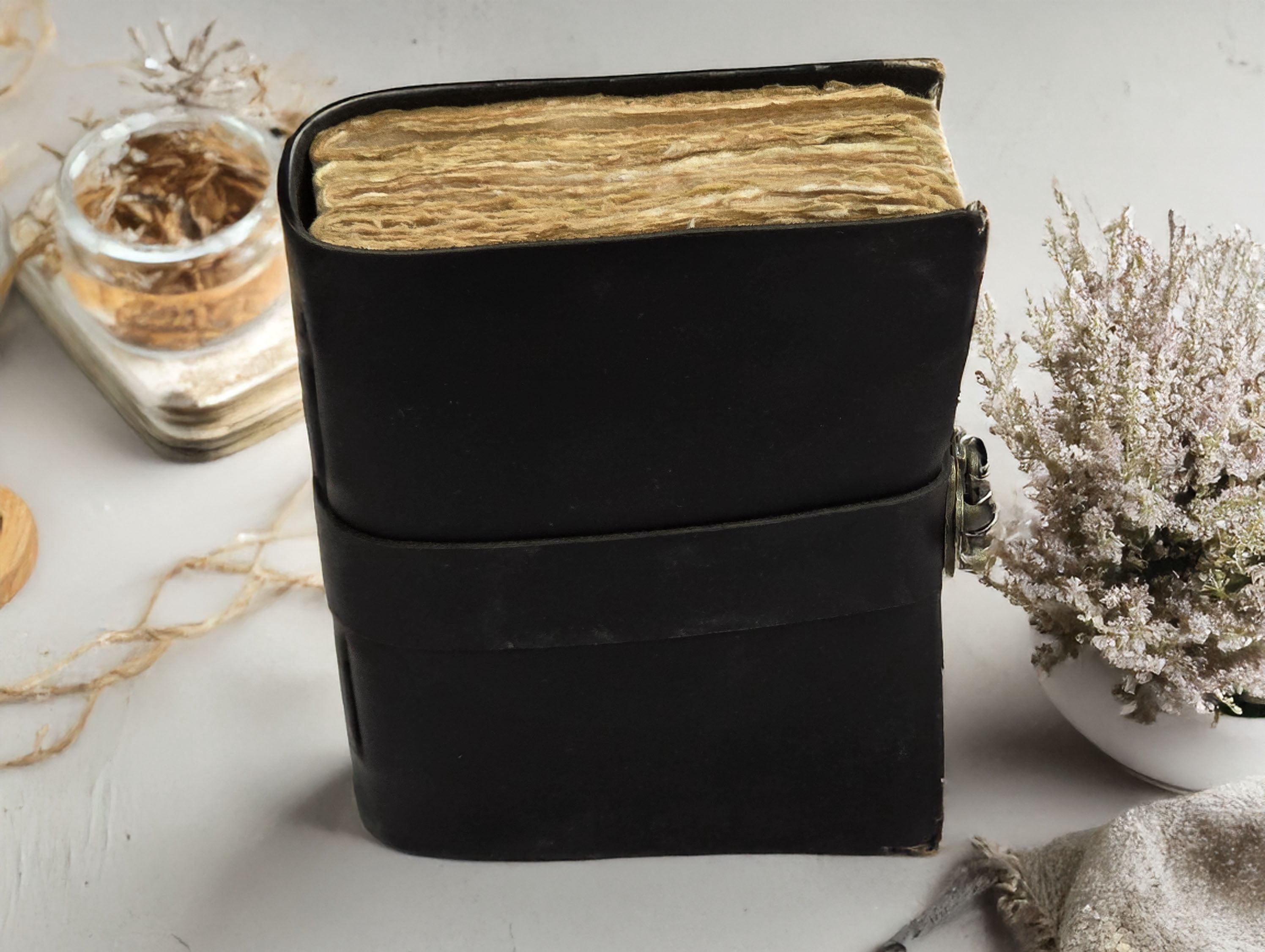 Leather Notebook, 200 Blank Deckle Edge Paper, Handmade Fancy Bound Journal For Women and Men