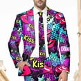 thumbnail image 4 of Toimothcn Mens Suit Jacket Romantic Valentine Day Love Heart Printed Blazers Oversized Warm Slim Fit One Button Funny Festival Performance Suit Jacket Comfy Mens Dailywear, 4 of 5