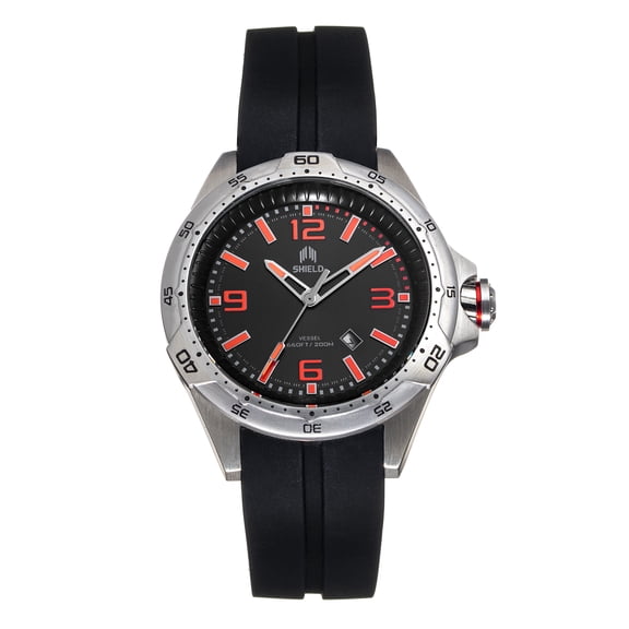 Shield Vessel Strap Watch W/Date - Black