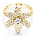 thumbnail image 3 of Gem Stone King 1.23 Ct Round White Zirconia Keren Hanan ART 18K Yellow Gold Plated Silver Ring, 3 of 5