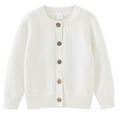 thumbnail image 2 of Rrunsv Girls Long Sleeve Sparkle Cardigan Kids Button Closure Pullover Knitted Shrug Cropped Sweaters Tops(White,7-8 t), 2 of 5