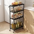 thumbnail image 2 of 4 Tier Slim Kitchen Storage Cart with Wheels, Rustic Brown, 31D x 46W x 60H cm, 2 of 9