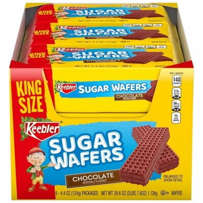 Keebler Sugar Wafers Chocolate – King Size – 9 Packs × 4.4 oz Each – Crispy Layered Chocolate Wafers