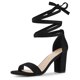thumbnail image 1 of Sandalias Con Cordones Gamuza Sintética Tacones Gruesos Para Mujer Negro 37, 1 of 7