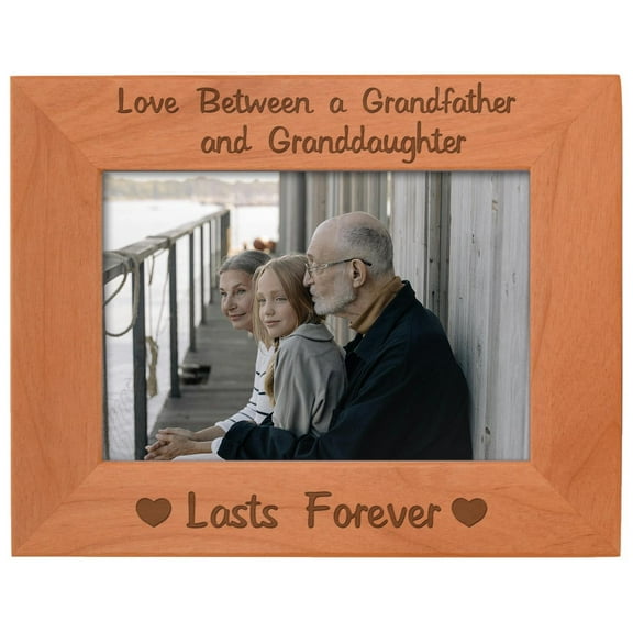ThisWear Unique Gifts for Grandpa Love Between a Grandfather and Granddaughter Lasts Forever Natural Wood Engraved 5x7 Landscape Picture Frame Wood