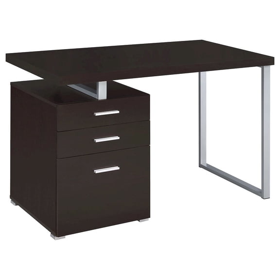 FurniFact Cappuccino Finish Office Desk with Drawers, Small Writing Desk with File Drawer