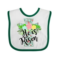 Inktastic He is Risen Floral Print Cross with Beautiful Flowers Boys or Girls Baby Bib