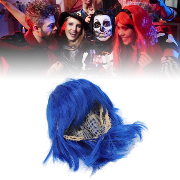 Peluca de VestUario, Peluca de Anime Cabello Sintético Azul Sentimientos Suaves y Esponjosos para la Fiesta de Juego de Roles para Halloween para Hombres