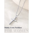 thumbnail image 3 of U7 Cross Necklace for Women Teens Silver Tone Cross Pendant Necklace Dainty Christian Faith Jewelry Religious Gift for Baptism Birthday Christmas Easter,Size L, 3 of 7