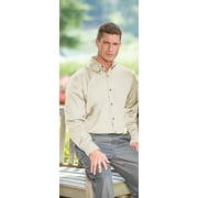 MENS L/S TEFLON WOVEN- 65% Polyester/35% Cotton performance long-sleeve twill, soil release, easy-care, repels water and oil-based spills, wrinkle, fade and shrink resistant, woodtone buttons, shirt t