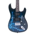 thumbnail image 7 of Tcbosik 39 inch Electric Guitar, Lightning Style Guitar with Strap, Bag, Plectrum, Power Wire, Tremolo Arm and Tools, Black & Dark Blue, 7 of 7