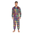 thumbnail image 3 of FORMRS Onesies Pajama for Adults Unisex Hoodie Winter Jumpsuit One Piece Sleepwear, Sizes S-2XL, Colorful Checkered Daisy, 3 of 7
