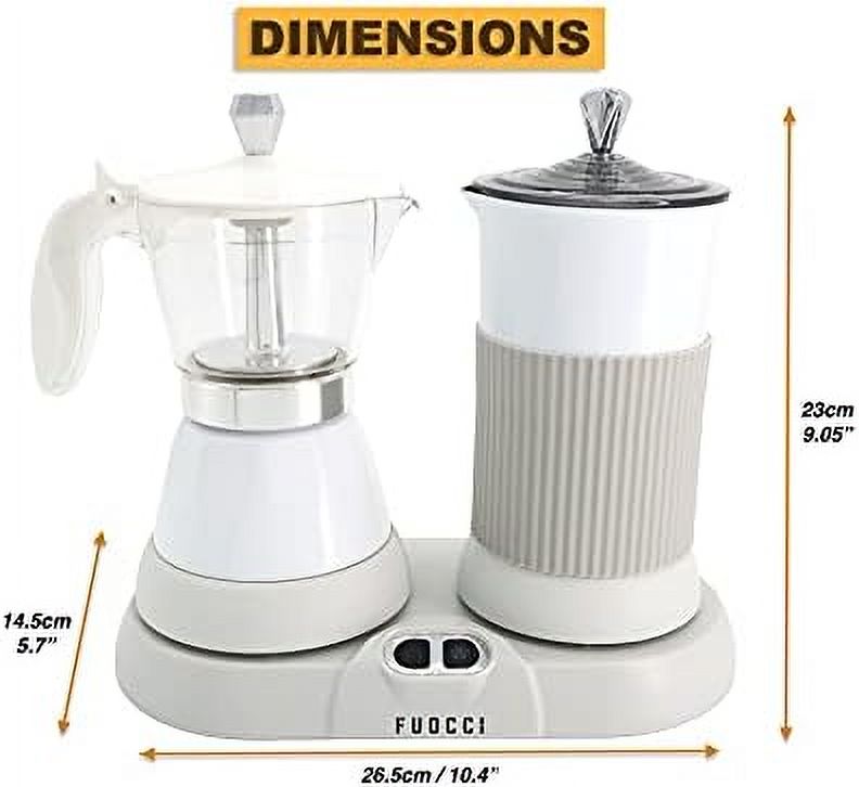 Espresso Maker With Milk Frother; 3 Cups Italian Coffee Maker; Electric Moka Pot And Frother For Cappuccino, Mocha, Latte Macchiato Cuban Coffee Maker Electric Cafeteras Electricas Modernas