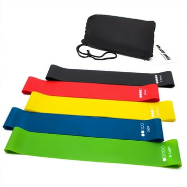 SUSWIM Resistance Loop Exercise Bands with Instruction Guide and Carry Bag, Set of 5