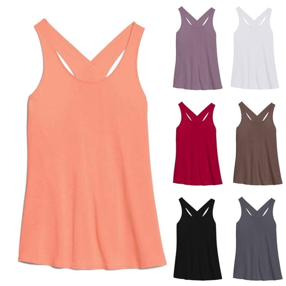 Women Workout Tank Top Criss Cross Open Back Athletic Yoga Shirt Exercise Fitness Sleeveless Tunics Loose Activewear