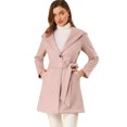 thumbnail image 1 of Abrigo Largo Con Cinturón Y Solapa De Invierno Para Mujer Con Bolsillos Rosa M, 1 of 6
