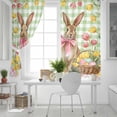 thumbnail image 5 of Easter Bunny Eggs Blackout Curtains for Bedroom, Spring Tulips Country Rabbits Green Checkered Thermal Insulated Kitchen Drapes with Grommets, Light Blocking Window Treatment, 2 Panels 52" x 63", 5 of 7