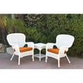 thumbnail image 4 of Jeco Windsor White Wicker Chair And End Table Set with Cushion Red/Brown, 4 of 5