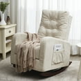 thumbnail image 2 of Rocking Chair Single Sofa Reclining Chair, Recliner Armchair with Wood Legs and Side Pocket, Nursery Rocking Accent Chair with High Back for Living Room Bedroom, 2 of 9