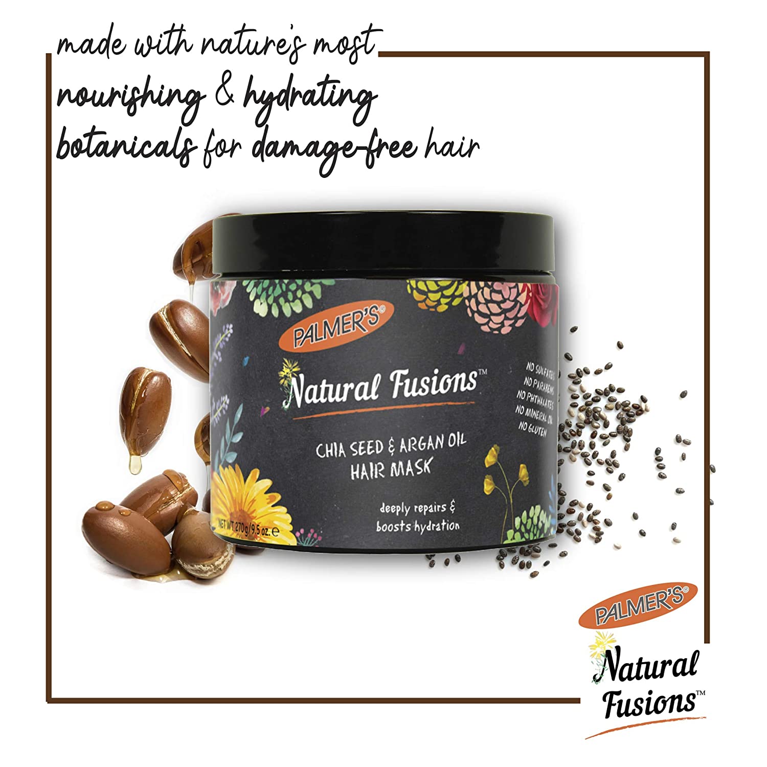 Palmer's Natural Fusion Chia Seed & Argan Oil Hair Mask, 9.5 fl oz photo 2