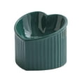 thumbnail image 3 of Ceramic Tilted Elevated Cat Bowl Heart Shape Porcelain Easily Wash Food Bowl Dark Green, 3 of 8
