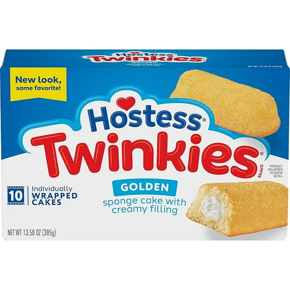 Hostess Twinkies Snack Cakes, Golden Sponge Cake with Crème Filling, 13.58 oz. Box,10 Count