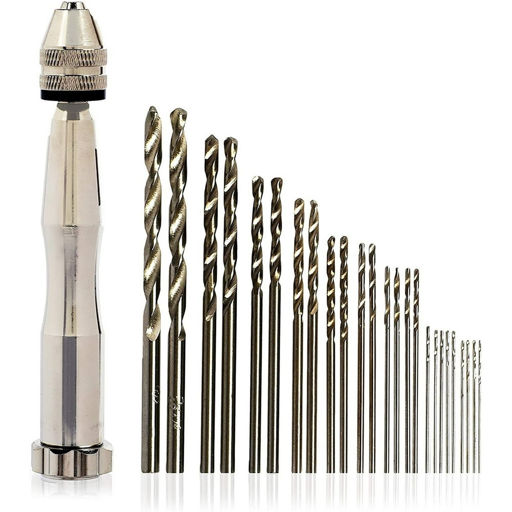 Mini Steel Hand Drill and 25 Drill Bits (0.5mm3mm) Set for DIY Jewelry