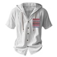 thumbnail image 5 of Tqyyweavej Linen Shirts for Men Drawstring Botton Down Printed T-Shirts Short Sleeve Solid Color Tops Jackets with Hood Size S to 3XL, 5 of 10