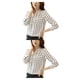 thumbnail image 3 of Guardurnaity Blusa de mujer Top de manga larga V Cuello de manga larga con raya delantera en blanco y negro Blanco L 2piezas, 3 of 6