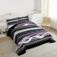 thumbnail image 3 of Feelyou Modern Boho Lines Bedding Comforter Set for Men, Purple Cycle Abstract Twin Comforter Sets, Fashion Stripes Art Reversible Bedding Set, Ultra Soft Bedroom Decor, 2-Piece, 3 of 8