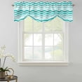 thumbnail image 2 of Tie Up Valances for Windows, Turquoise Striped Ombre Adjustable Valance Curtains Window Treatment for Living Room, Geometric Modern Gradient Ocean White Rod Pocket Kitchen Curtains 60x18 Inch, 2 of 9