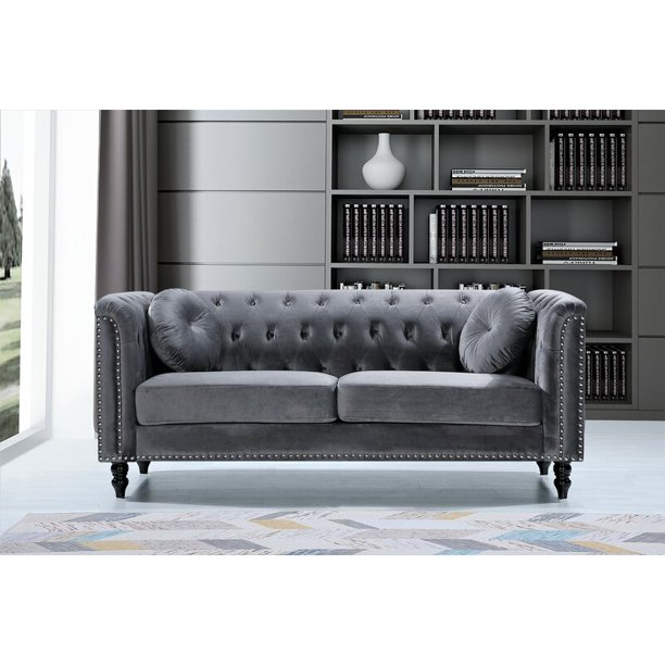 Connally Chesterfield 76" Rolled Arms Sofa, Gray - Walmart.com