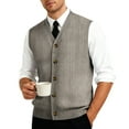 thumbnail image 3 of Men's Casual Sleeveless Knit Vest with Button Closure, V-Neck Lightweight Waistcoat, Ideal for Office Attire and Everyday Comfort Gray XL, 3 of 3