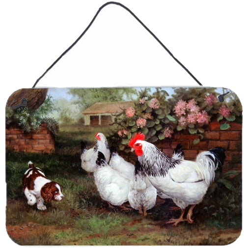 Chickens Hens and Puppy Wall or Door Hanging Prints