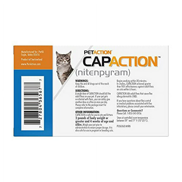 CAPACTION Fast Acting Oral Flea Treatment for Cats 2 25 lbs 6 Doses 11.4 mg