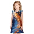 thumbnail image 1 of Fotbe Galactic Dog Swirls Art Vestido de Dormir para Niñas de 3 a 10 Años, Mangas Cortas, Estilo Princesa, Pijama Camisón con Mangas Voladas-Small, 1 of 6