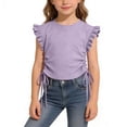 thumbnail image 5 of BOVXNPU Girls Tank Tops Sleeveless T-shirts Solid Round Neck Tank Top Side Drawstring Girls Style Summer Tops, 5 of 9