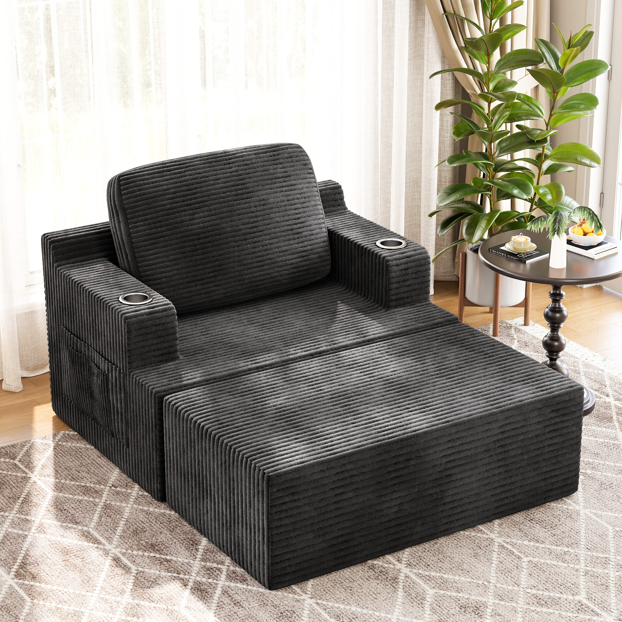 Homall Oversized Boneless Sofa Chair Deep Seat Sleeper Sofa Chaise Lounge Chair Indoor for living room,Black