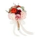 thumbnail image 3 of Ramo de novia para novia, ramo de novia con cintas, elegantes flores artificiales para centros de mesa de boda, fiesta, despedida de soltera Rosa rosa, 3 of 8