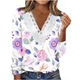 thumbnail image 2 of ICHUANYI Liquidación Moda Mujer Verano Sexy Doblez Impreso Regular Mujeres Manga Larga Cuello En V Botón ICHUANYI WER202308230847, 2 of 5
