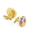 thumbnail image 3 of PhooArto Men's Classic Stainless Steel, Unicorn Silhouette Rainbow Striped Cufflinks Business Wedding Shirts, Golden, 3 of 7