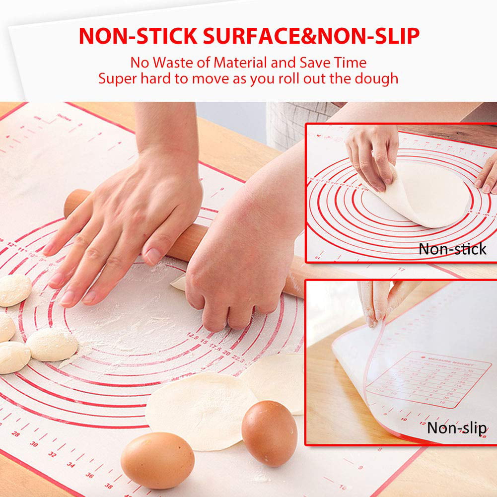 16×24, Red Dough Rolling Mat Extra Thick Silicone Pastry Mat Large for NonStick Baking Mat with Measurement，For Kneading mat Pie Crust Bake Mat Silicon Cookie Sheet Fondant /Counter Pad 