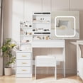 thumbnail image 1 of TROPOW Vanity Desk,Makeup Vanity,with Mirror and Lights,Bedroom Dresser with Electrical Outlet 4 Drawer Storage Cabinet Dresser with Sliding Mirror and Lighting Dresser Set with Stool, 1 of 7