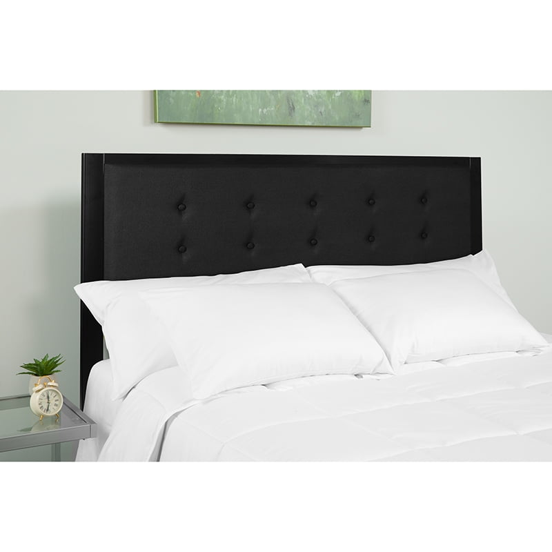 EMMA + OLIVER Classic Panel Tufted Upholstered Headboard, King, Black