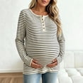 thumbnail image 6 of Noric Women Maternity Long Sleeve Striped T-Shirt Casual Henley Neck Tops for Pregnancy Fall Winter Daily Wear, 6 of 7