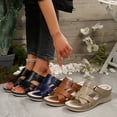 thumbnail image 3 of Womens Dress Sandals Summer Shoes Wedge Sandals for Women Dressy Low Heel Slip On Sandals with Arch Support Summer Casual Comfortable Walking Platform Slide Shoes Gray 7.5, 3 of 5