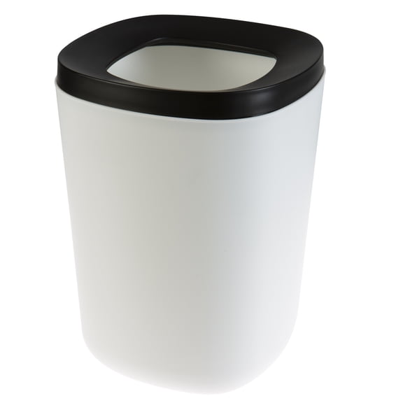 Bath Bliss 2 Tone 2 Piece Wastebasket in Black & White - 7.2"x 7.2"x 9.8"