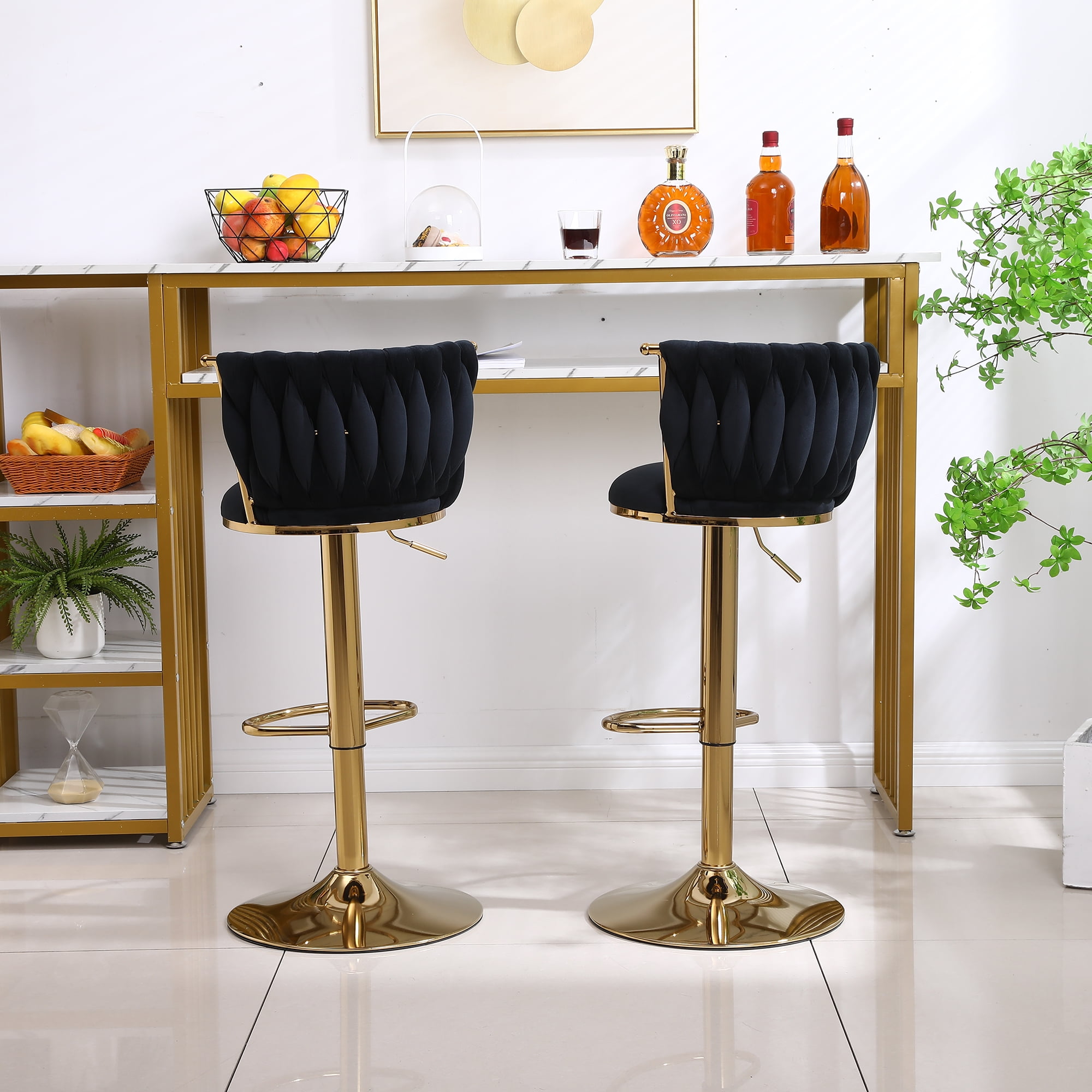Kepooman Swivel Bar Stools Set of 2, Barstools with Back and Footrest, Counter Height Dining Chairs for Kitchen Pub, Black Kepooman Swivel Bar Stools Set of 2, Barstools with Back and Footrest, Counter Height Dining Chairs for Kitchen Pub, Black